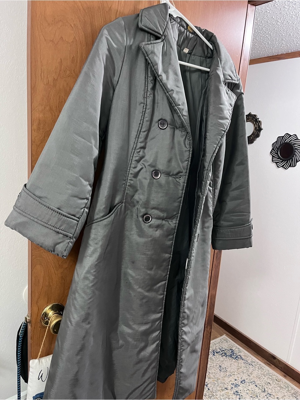 Women's Long Double-Breasted Gray Trench Coat
